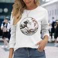 日本 神奈川 波 津波 浮世絵 日本美術 長袖Tシャツ 彼女への贈り物