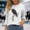 日本美術、浮世絵、河鍋暁斎、カラス 、レトロ、日本文化 長袖Tシャツ 彼女への贈り物