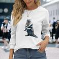 楽しいセーラー服のユーモラスなアザラシ 長袖Tシャツ 彼女への贈り物