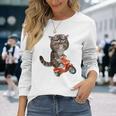 猫 ねこ バイク 長袖Tシャツ 彼女への贈り物