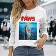 猫 ねこ 海 Paws アヒル 長袖Tシャツ 彼女への贈り物