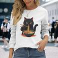 猫 ラーメン グラフィック 日本語 カワイイ アニメ 面白い ラーメン 猫 長袖tシャツ 長袖Tシャツ 彼女への贈り物
