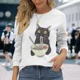猫 ラーメン 麺 和 ラーメン かわいい 猫 長袖Tシャツ 彼女への贈り物
