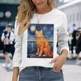 猫のポートレートオイル印刷甘い子猫 長袖tシャツ 長袖Tシャツ 彼女への贈り物