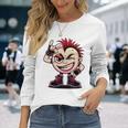 生意気なパンクロックロッカー イロとブーツ付き 面白いパンク 長袖tシャツ 長袖Tシャツ 彼女への贈り物