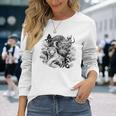 竜虎 墨絵 バックプリント 長袖Tシャツ 彼女への贈り物