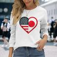 米国 アメリカ 日本 ハートフラッグ 二重国籍。 長袖Tシャツ 彼女への贈り物