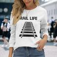 線路付きレールライフ 鉄道作業員と鉄道模型用 長袖Tシャツ 彼女への贈り物