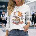 面白いモルモット 箸でラーメンを食べる アニメ 長袖tシャツ 長袖Tシャツ 彼女への贈り物
