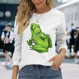 面白い邪悪なカエル サカラスティック 怒っているカエル かわいい 不機嫌な狂気 長袖Tシャツ 彼女への贈り物