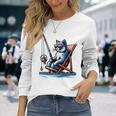 面白い釣り猫ロッドとリール Lets Go 釣り 猫釣り 長袖tシャツ 長袖Tシャツ 彼女への贈り物