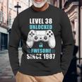 38歳の誕生日ビデオゲーマー レベル38 アンロック済み 1987年以来 長袖Tシャツ 高齢者への贈り物