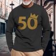 50 王冠 50歳の誕生日に 長袖Tシャツ 高齢者への贈り物