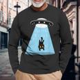Alien Cat Abduction Ufo Cat Alien Abduction 長袖Tシャツ 高齢者への贈り物