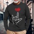 Asl I Love You Hand Heart アメリカ手話 長袖Tシャツ 高齢者への贈り物