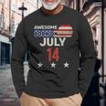 Awesome 7月14日 ヴィンテージ アメリカ国旗 クラシック 7月14日 長袖Tシャツ 高齢者への贈り物