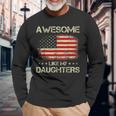 Awesome Like My Daughter Usa Flag Fathers Day Vintage Long Sleeve T-Shirt Gifts for Old Men