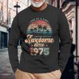 Awesomeince 1975 パームツリー 50歳の誕生日 長袖Tシャツ 高齢者への贈り物