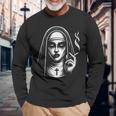 Badmoking Nun オカルトゴス 魔術&ホラー ゴシック 長袖Tシャツ 高齢者への贈り物