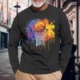 Basketball Colorful Drip Graphic Long Sleeve T-Shirt Gifts for Old Men