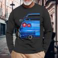 Blue Gt R 34 Jdm スカイラインスタンス カー ドリフトレーシング 長袖Tシャツ 高齢者への贈り物