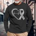 Brain Tumor Awareness Heart Brain Cancer Gray Ribbon Support Long Sleeve T-Shirt Gifts for Old Men
