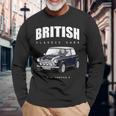 British Classic Car ダークブルー ミニスポーツカー 長袖Tシャツ 高齢者への贈り物