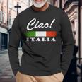 Ciao Italia トリコロールグリーン 白と赤 イタリア国旗 イタリア 長袖Tシャツ 高齢者への贈り物