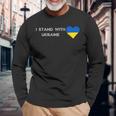 Corazón Azul Amarillo Ucraniano Conoporte De Eslogan Con Ucrania Camiseta de manga larga Regalos para ancianos