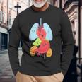 Cute Anatomy Internal Organs Body 長袖Tシャツ 高齢者への贈り物