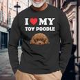 Cute I Love My Toy プードル 犬の飼い主 長袖Tシャツ 高齢者への贈り物