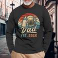 Dad Est 2026 年のパパ 初めての父の日 若いパパ 新しいパパ 長袖Tシャツ 高齢者への贈り物