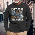 Denim And Diamonds African Melanin Swag Cowgirls Western Long Sleeve T-Shirt Gifts for Old Men