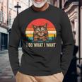 I Do What I Want Cat レトロ ヴィンテージ 面白い 猫好き 長袖Tシャツ 高齢者への贈り物