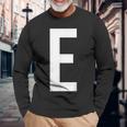 E字アルファベット モノグラム イニシャル 長袖Tシャツ 高齢者への贈り物