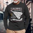 F-14 Tomcat Us American Carrier航空機 ブループリント 長袖Tシャツ 高齢者への贈り物