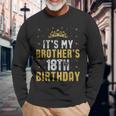 Feliz Es El Cumpleaños Número 18 De Mi Hermano 2007 18 Años Camiseta de manga larga Regalos para ancianos