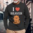 Baby Beavers Minimalist Cute I Love Beaver 長袖Tシャツ 高齢者への贈り物