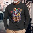 Skeleton Mariachi Guitar Pocket Cinco De Mayo Mexican Long Sleeve T-Shirt Gifts for Old Men