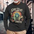 Gay The Pray Away レインボー 面白い ミーム カエル Lgbt プライド Lgbtq 長袖Tシャツ 高齢者への贈り物