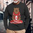 Happy Canada Day 面白いカナダのクマの旗 長袖Tシャツ 高齢者への贈り物