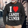 I Heart 愛 キャンディケーン 冬 ペパーミント クリスマス 長袖Tシャツ 高齢者への贈り物