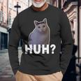 Huh Cat Meme 長袖Tシャツ 高齢者への贈り物