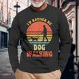 I'd Rather Be Dog Walking レトロ ラブドッグウォーカー 長袖Tシャツ 高齢者への贈り物