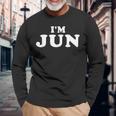I'm Jun、My Name Is Jun、I Am Jun、パーソナライズ 長袖Tシャツ 高齢者への贈り物
