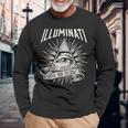 Illuminati New World Order イルミナティ新世界秩序デザイン、プロビデンスの目 長袖Tシャツ 高齢者への贈り物
