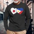 Japanese Flag Phillipinesフィリピンの遺産 フィリピンのルーツ 日本の国旗 フィリピンの国旗 長袖Tシャツ 高齢者への贈り物