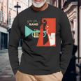 Jazz Music Player スイング バンド レトロ ヴィンテージ 70年代 長袖Tシャツ 高齢者への贈り物