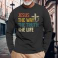Jesus The Way The Truth The Life クリスチャン 信者 キリスト 長袖Tシャツ 高齢者への贈り物