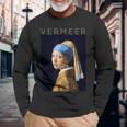 Johannesermeer アーティスト向け 真珠のイヤリングを持つ少女 長袖Tシャツ 高齢者への贈り物
